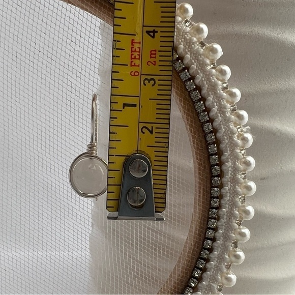 Artisan White Jade and Silver Wire Wrapped Earrings - Picture 7 of 12